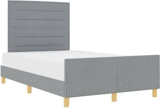 vidaXL Bed Frame with Headboard Light grey 120 x 190 cm Fabric Vidaxl
