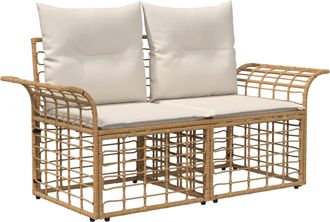 vidaXL Loveseat De Exterior 2 Uds. 2 Plaza Natural Y Crema Vidaxl
