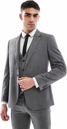 Asos Giacca da abito skinny effetto lana grigio scuro