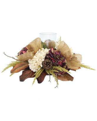 Creative Displays Inc. Fall Candleholder Centerpiece With Hydrangeas & Pinecones