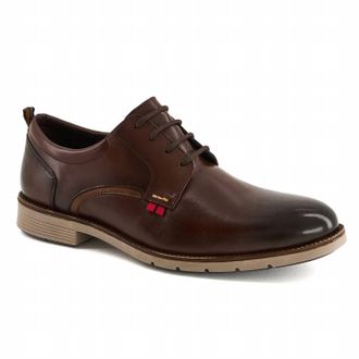 Andrea Mens Oxford Leather Shoe In Dark Brown