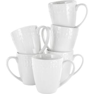 Elama Cara 6 Piece 10 Ounce Porcelain Cup Set in White at Nordstrom