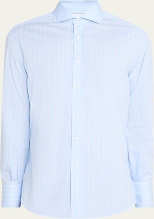 Brunello Cucinelli Mens Pinstripe Cotton Button-Down Shirt