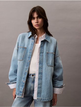 Calvin Klein Jeans Calvin Klein Womens Relaxed Utility Shirt - Blue - XS