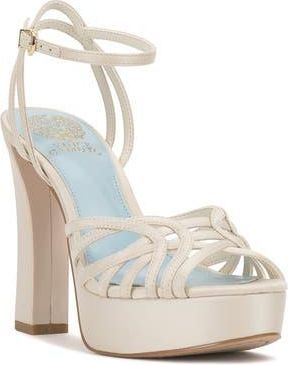 Imagine Vince Camuto Samlee Platform Ankle Strap Sandal in Milk Satin at Nordstrom Rack, Size 8.5