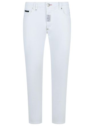 Philipp Plein Skinny White Cotton Jeans