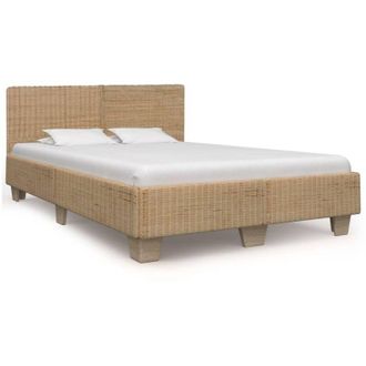 vidaXL Vidaxl - Giroletto con Testiera senza Materasso 160x200 cm Vero Rattan