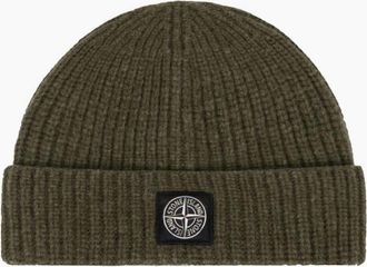 Stone Island Mens Stone Island RWS Geelong Wool Beanie Military Green