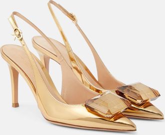 Gianvito Rossi Jaipur metallic leather slingback pumps