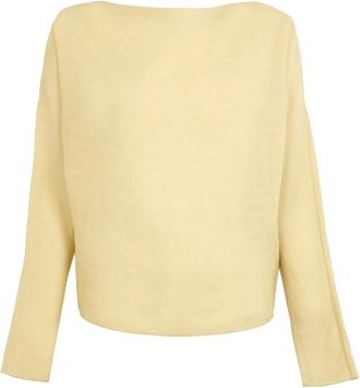 Cortana Poona- top van ramie arena- - Dames - Blouses - Beige - L - Overhemden
