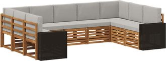 vidaXL Conjunto De Sof&aacute;s De Exterior 9 Uds. Natural Y Gris Claro Vidaxl