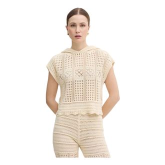 Twinset Top de Punto con Capucha - Knitwear - Mujer - Beige - XS