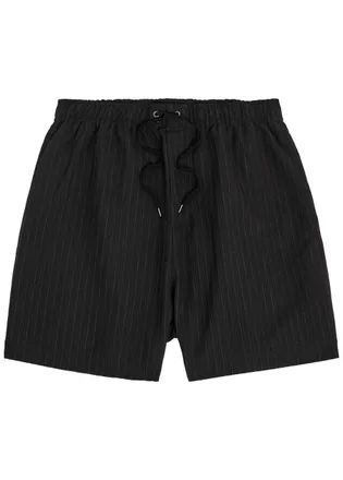 STUDIO NICHOLSON Pinstriped Cotton and Wool-blend Shorts - Black - L