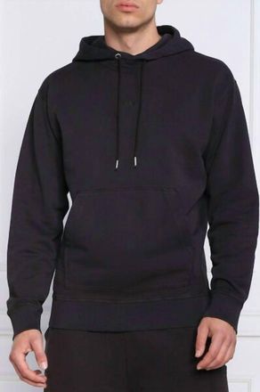 HUGO BOSS Mens Logo Details Hooded Sweatshirt In Dark Blue