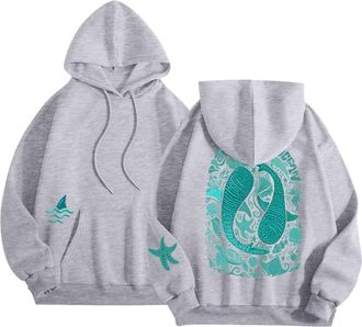 Generic Protect The Ocean Jumpers for Women Y2k Shark Graphic Sweatshirt Oversized Hoodies 2025 Streetwear Jumpers for Women UK