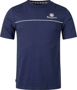 Aquascutum Heren Active Piping Detail T-Shirt (Marineblauw)