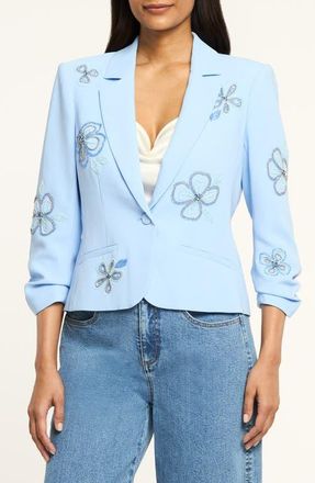 Cinq &agrave; Sept Beaded Floral Jacket in Blue Wisteria Multi at Nordstrom, Size 10