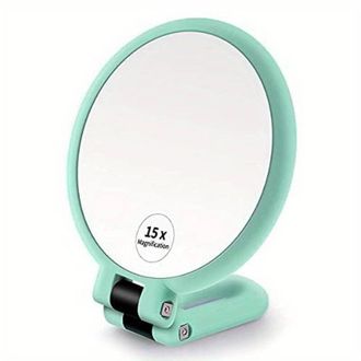 OEM Espejo De Mano Con Aumento De 15x - Espejo Plegable De Doble Cara Con Mango Ajustable - Perfecto Para Maquillarse Durante Los Viajes - Crezuo