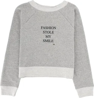 Victoria Beckham Typography Cropped Cotton-Blend Sweatshirt