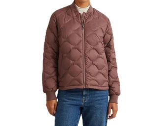 Eddie Bauer Down Puffer Bomber Jacket In Dark Plum Brown