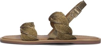 Inuovo Khaki Leren Gevlochten Sandalen - Dames - Sandalen - Groen - 37 EU - Schoenen