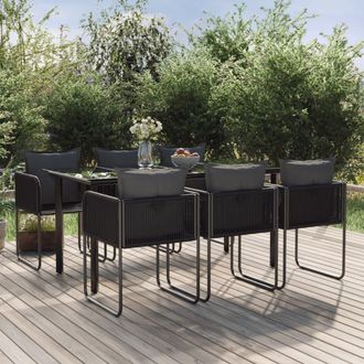 vidaXL Juego De Comedor Para Jard&iacute;n 7 Piezas Negro Vidaxl