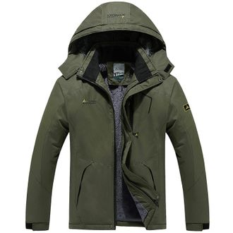 Generic Mens Waterproof Fleece Jackets Full Zip Thermal Mountain Parka Jacket Warm Ski Raincoats Outerwear for UK Windproof Outdoor Multi-Pockets Winter Coats