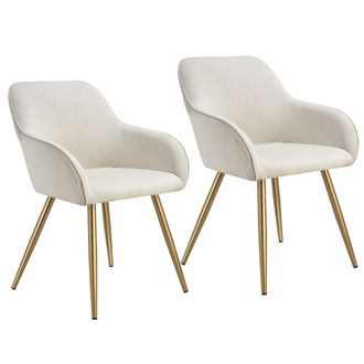 TecTake Dining Chair Marilyn Set Of 2 - Cream/Gold in Cream | Size: 2 Pack