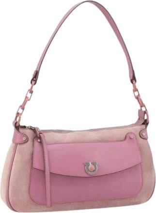 Ferragamo Pre-owned Shoulder Bags, female, Pink, Size: ONE SIZE Pre-owned Suede Shoulder Bag