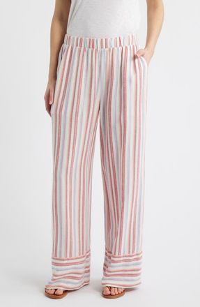 Cloth & Stone Stripe Linen Blend Wide Leg Pants in Tuscan Sunrise Stripe at Nordstrom, Size X-Small