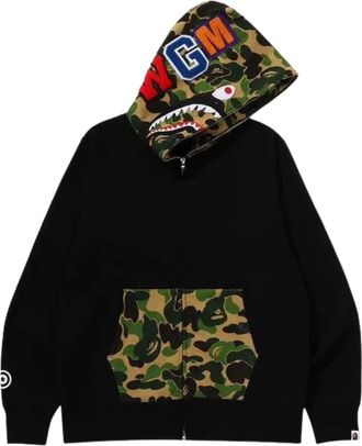 A Bathing Ape Camo Shark Full Zip Hoodie Black 1M30115301-BLACK