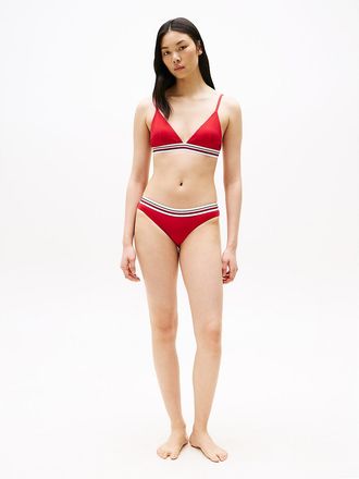 Tommy Hilfiger Womens Signature Stripe Classic Bikini Bottom - Red - XL