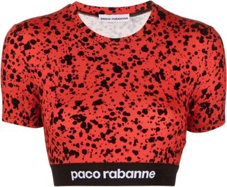 Paco Rabanne Crop Top met Verfspatten - Dames - Sportshirts - Rood - XS - Spandex - Fitness