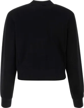 Palm Angels Womens Logo-Embroidered Cotton Sweatshirt Black Sweater