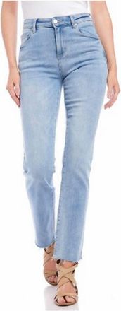 Karen Kane Raw Hem Straight Jeans In Light Blue