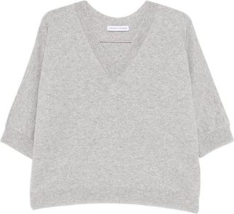 Tabaroni Cashmere Relaxed Fit Grey Cashmere Sweater With V-Neckline And Ribbed Cuffs