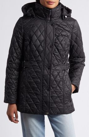 London Fog Quilted Water Resistant Jacket in Black at Nordstrom, Size X-Small