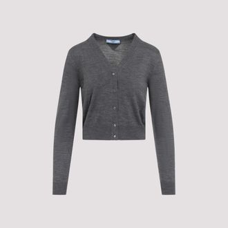 Prada Grey Virgin Wool Cardigan