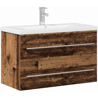 vidaXL vidaXL Armadio per Lavabo da Bagno Legno vecchio 80 x 38,5 x 48 cm