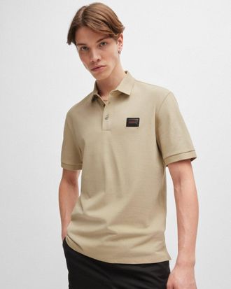HUGO BOSS Hugo Dereso Gel Mens Polo Shirt - Beige - Size Medium