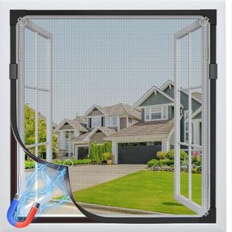 OEM Mosquitera Magn&eacute;tica Resistente, De Tama&ntilde;o Ajustable Sin Necesidad De Taladrar Ni Usar Tornillos (marco Negro, Lona Gris, 130 X 150 Cm)