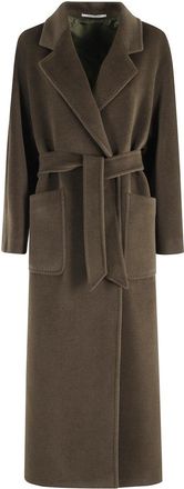 Tagliatore Mid-Length Wool Coat With Reverse Cowl Neckline