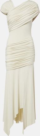 De La Vali Hela draped asymmetric jersey midi dress