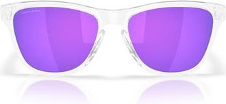 Oakley Prizm Sapphire 53mm Round Sunglasses in Polished Clear /Prizm Violet at Nordstrom