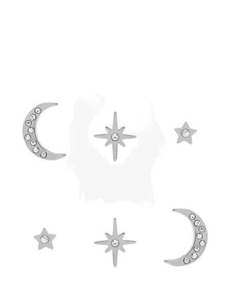 Olivia Burton Celestial North Star and Moon stud earrings set - Argento