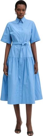 Karl Lagerfeld Midi Shirt Dress - Dames - Shirt Kleedjes - Blauw - L - Katoen - Kleedjes