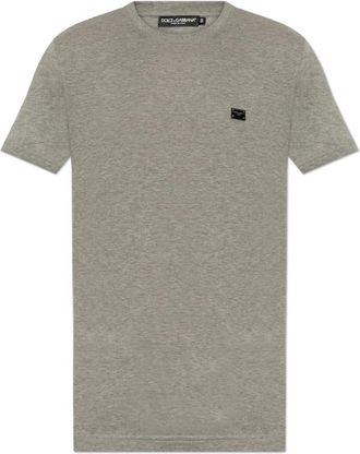 Dolce & Gabbana T-shirt met logo - Heren - T-shirts - Grijs - S - Katoen - Tops
