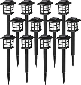 No Brand Luci Solari Da Esterno, Set Di 12 Luci Solari Per Vialetti, Illuminazione Solare Per Passi Carrai, Illuminazione Solare Da Giardino, Luci Solari Imper