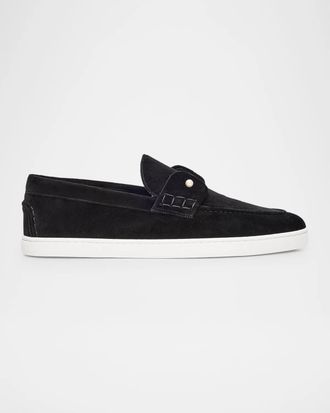 Christian Louboutin Men & apos;s Chambeliboat Velvet Collar Pin Boat Shoes