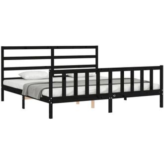 vidaXL Vidaxl - Bed Frame without Mattress Black 200x200 cm Solid Wood Pine